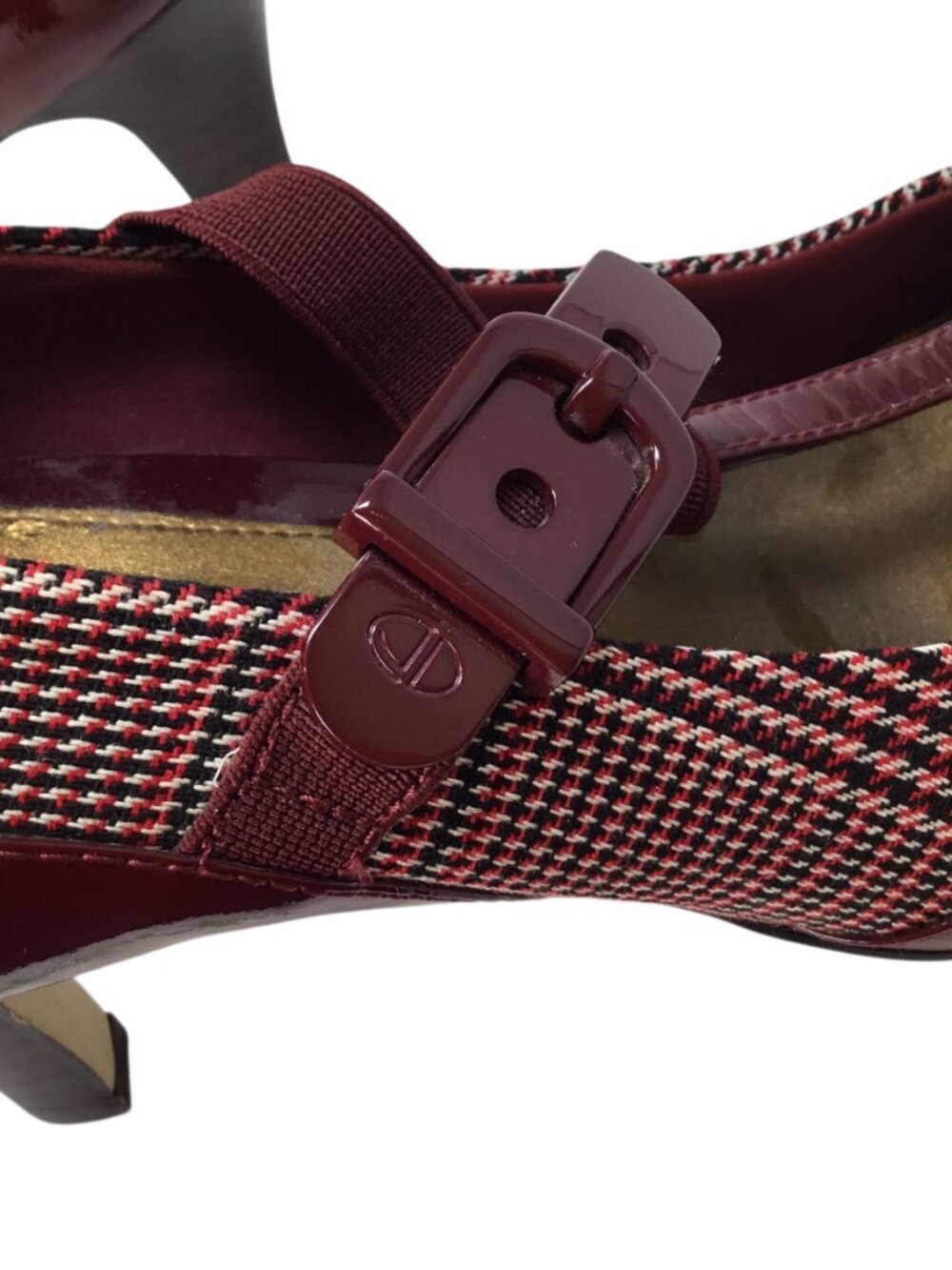 Circa Joan & David Enlighten Patent Leather Plaid Heels Mary Jane T Strap 7 M - Picture 7 of 11